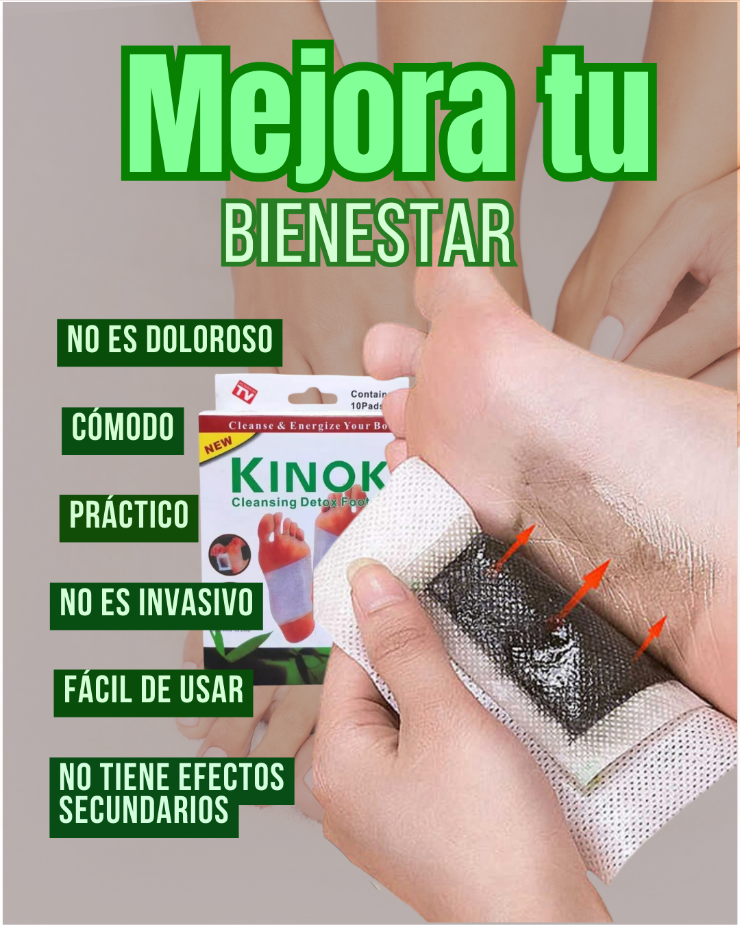 Parches Detox Kinoki Para Pies Caja X 10